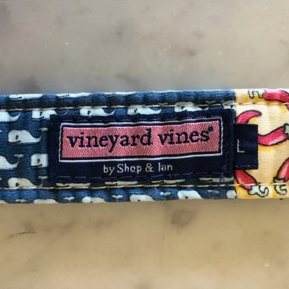 VINEYARD VINES Patchwork Kids D Ring Belt Large Blue Yellow Pink